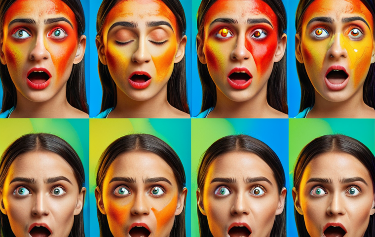 **Vibrant color palette for a digital marketing campaign, showcasing the emotions evoked by red, blue, green, yellow, and orange.** (Focus: Color psychology in marketing)