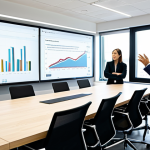 A diverse team of content operations professionals, including men and women, collaboratively working around a modern conference table in a bright, open-plan office. They are engaged in strategic planning, discussing data displayed on a large wall-mounted screen. All individuals are fully clothed in professional business attire, appearing focused and collaborative. The setting is clean and modern, with natural light. safe for work, appropriate content, fully clothed, professional, perfect anatomy, correct proportions, natural pose, well-formed hands, proper finger count, natural body proportions, high quality photography.