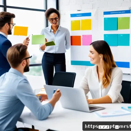 Home 33 콘텐츠 마케팅 목표 수립을 위한 체크리스트 - A modern digital marketing team in a bright, open office space, diverse professionals collaborating ...
