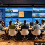 Home 20 콘텐츠 마케팅을 위한 소셜 미디어 분석 - A modern Brazilian social media marketing office scene showing a diverse team of young professionals...