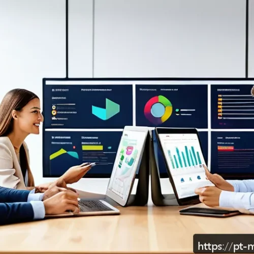 Home 17 프로모션과 콘텐츠 마케팅의 통합 전략 - A vibrant digital marketing workspace featuring a diverse team of professionals brainstorming around...